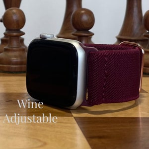 Wine Adjustable Elastic Watch Band Compatible for 38mm, 40mm, & 41mm Apple Watches