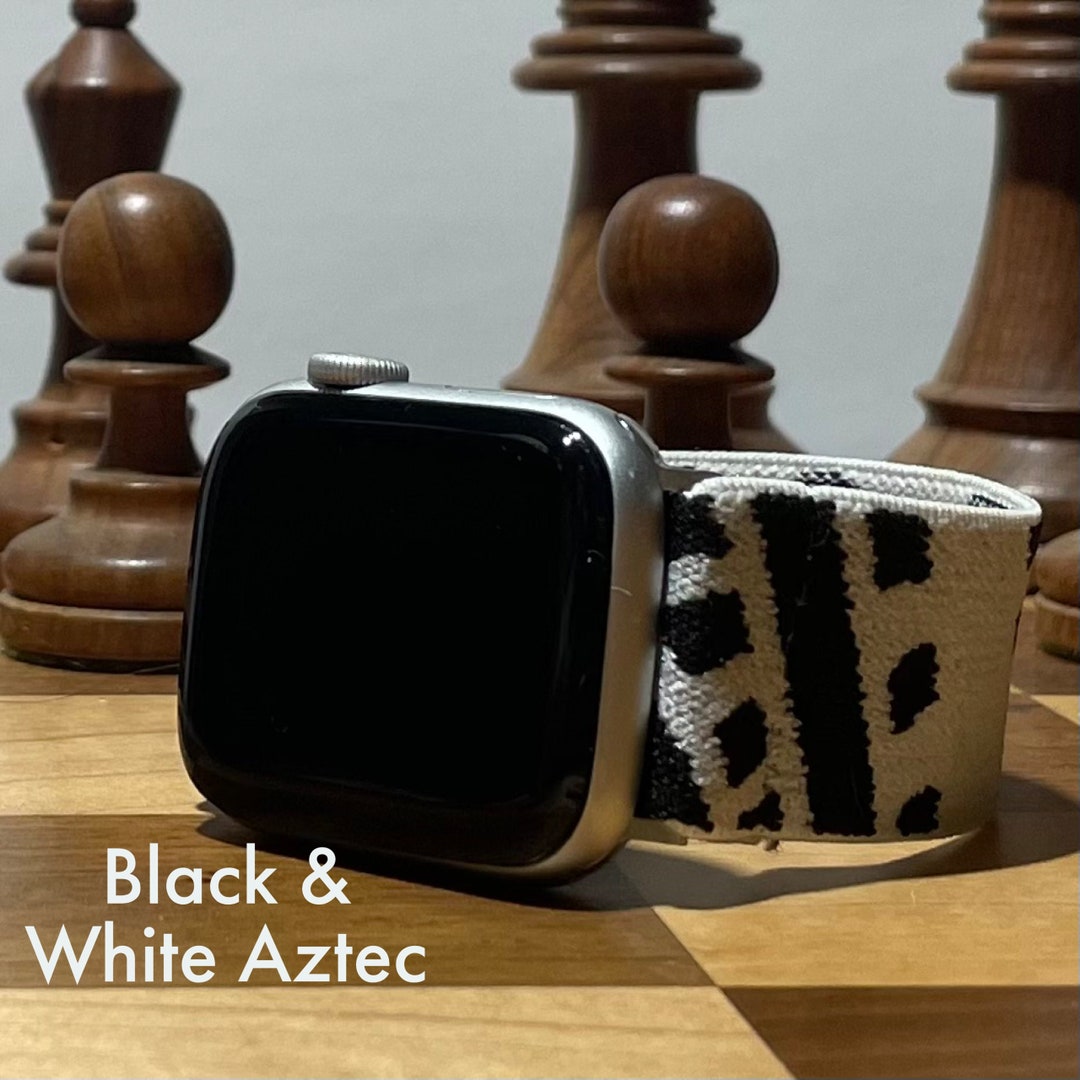 Black & White Aztec Elastic Watch Band for Amazfit, Apple, Fitbit ...