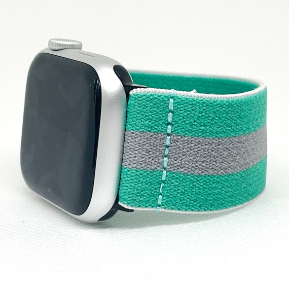 Striped Stretchy Loop Band for Apple Watch Carmel Latte Elastic Apple Watch Band: Handmade Stretch  main image 4