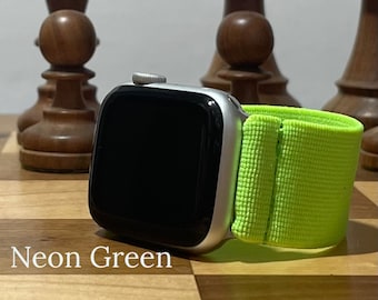 Custom Fit Neon Green Elastic Watch Band Compatible with All Apple Watches