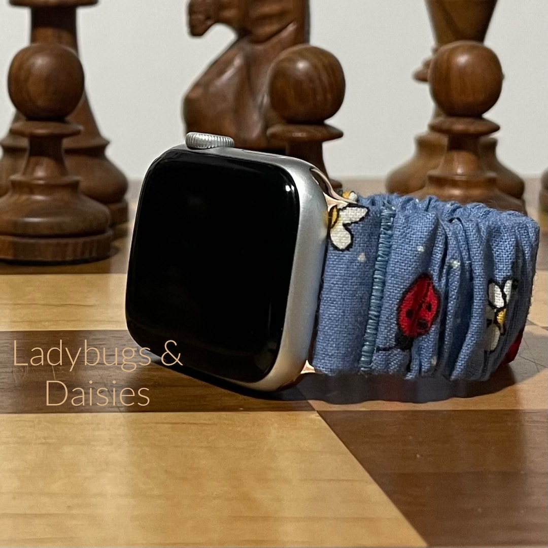 Ladybugs Daisies Scrunchie Watch Band for Amazfit, Apple, Fitbit