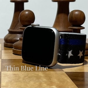 Custom Fit Police Thin Blue Line Elastic Watch Band for Any Smartwatch - Choose Your Watch Brand & Model - Law Enforcement