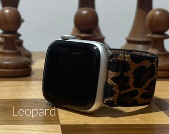 Brown Leopard Elastic Watch Band for Apple Watches All Series &  Sizes
