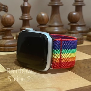 Custom Fit Rainbow Stripe Elastic Watch Band for all Smart Watches | Choose your Brand