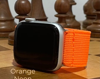 Neon Orange Elastic Watch Band  for Amazfit, Apple, Fitbit, Fossil, Gabb, Gizmo, Garmin, Samsung, Samsung, SyncUp Kids, or Withings Watch