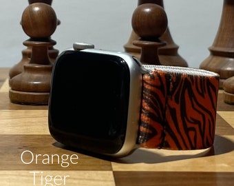 Custom Fit Orange Tiger Elastic Watch Band for Apple Watches - All Series and Sizes