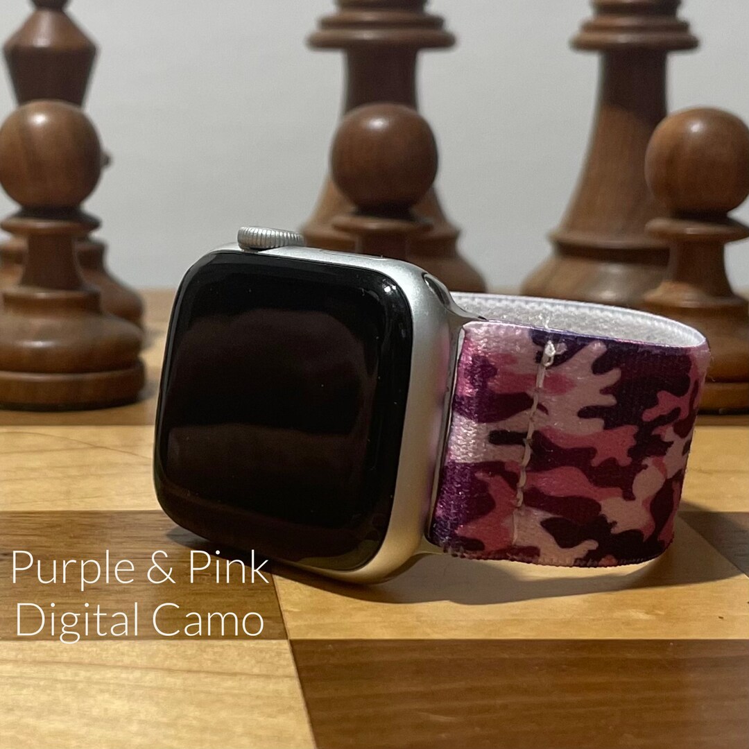 Purple Pink Camouflage Elastic Watch Band for Amazfit, Apple