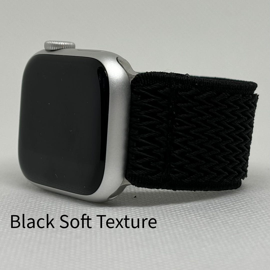 Watch Band Texture Black Textured Elastic Watch Band for Any Smart Watch - Choose Your ...
