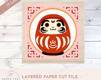 Japanese Daruma Doll, 3D Layered SVG File, Multilayer Cardstock, Japan Themed Decor, Cardstock Art SVG, Craft Pattern Paper, Lucky Charm DIY