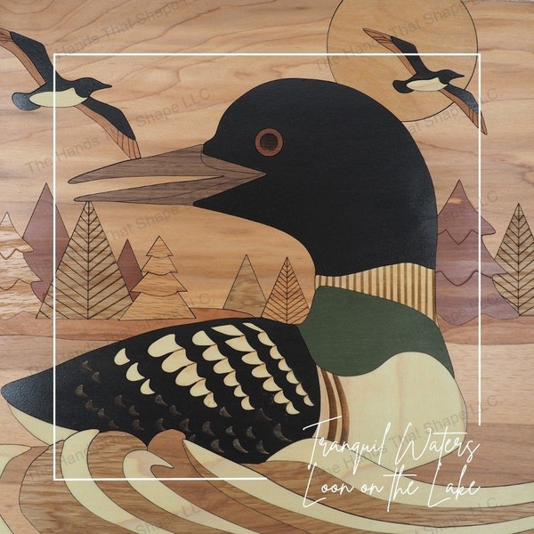 Loon on Water SVG, Wood Inlay Art, Laser Project File, By the Lake, Laser Cut SVG, Water Bird Art, wooden Loons, Wildlife Artwork