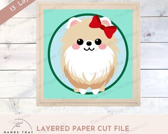 Pomeranian Wall Art, 3D Layered SVG File, Multilayer Cardstock, Dog Shadow Box, Cardstock Art SVG, Shadowbox Template, Craft Pattern Paper