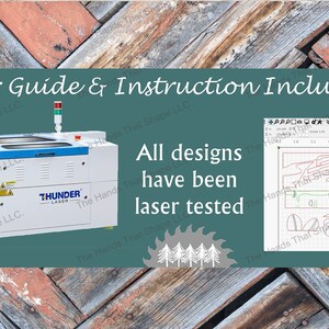 Each design file by The Hands That Shape, LLC is laser ready and tested on our laser with each wood species or color as a separate cut file.
