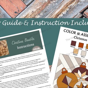 Sample of the multi-page instructions and the color and assembly guide included with the digital design file.