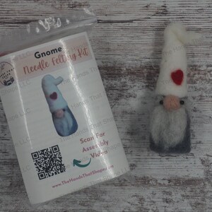 Gnome Figurine Craft, Needle Felting Kit, Wool Roving Kit, Gnome Craft Kit, Beginner Felting Kit, Craft Activities, DIY Crafts for Adult