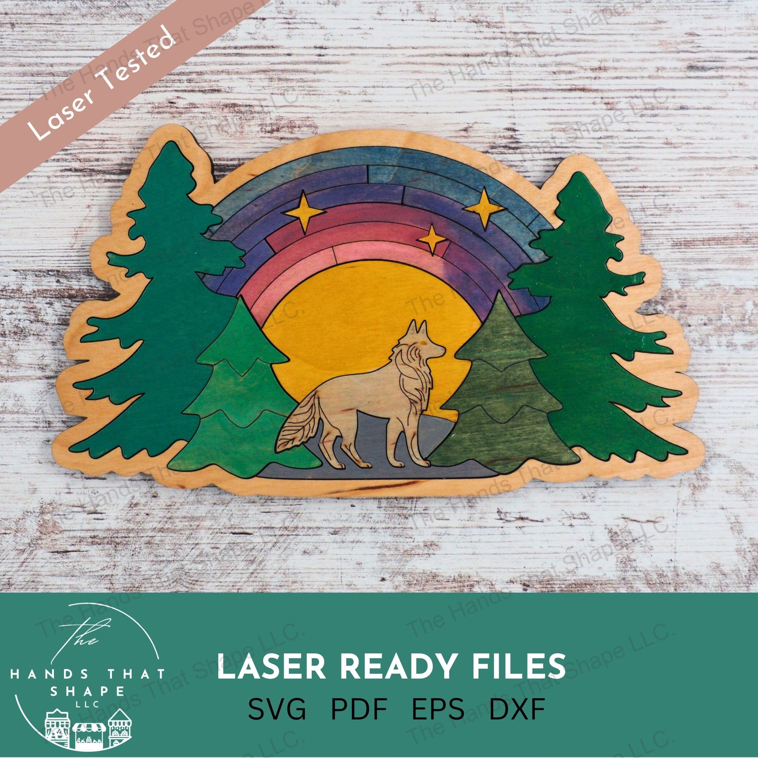 Wolf SVG File, Woodland Animal Art, Wood Inlay Art, Laser Cut Pattern ...