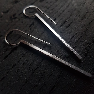 Long Contemporary Silver Earrings, Minimalist earrings, Geometric earrings, Everyday Earrings, Statement earrings Artisan Silver Earrings