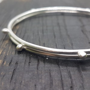 Artisan Silver Bangle, Contemporary Tally Bangle, Family Bracelet, Mothers Gift, Graduation Present for Her, Personal Blessings Gift image 5