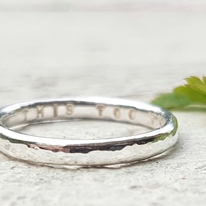 Hidden Message Ring - Personalized Ring, Hammered Ring, Sterling Silver Band, Stamped Ring, Custom Ring, Stacking Ring, Artisan Jewellery