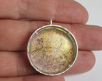 OOAK Dichroic Glass Pendant | Compass | Travellers Necklace | Not All Those Who Wander Pendant | Direction Gift | Leaving Home Gift