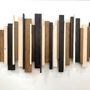Wood Wall Art &quot;Bourbon Chocolate&quot; | Modern Contemporary Stripes