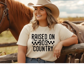 Raised on 90's country crewneck graphic tee, short sleeve t shirt, free shipping