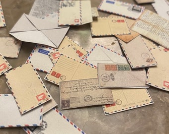 Dollhouse Diorama Vintage Mail Envelopes 1:12 accessories scale DIY