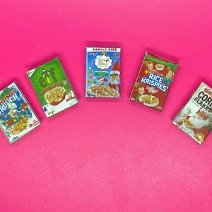 Dollhouse 1:12 Miniature Holiday Cereal Boxes Choice Each
