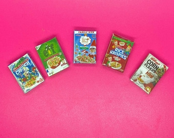 Dollhouse 1:12 Miniature Holiday Cereal Boxes Choice Each