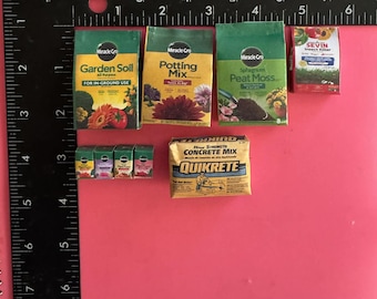Dollhouse 1:12 Miniature Garden and Cement Boxes and Bags Choice Each