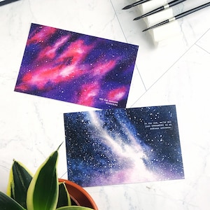 Original Watercolor Galaxy Postcards | Art Print | Outerspace | Recycled Paper | Painting | Starry Night Sky | Stars | Nebula | 4x6 inch