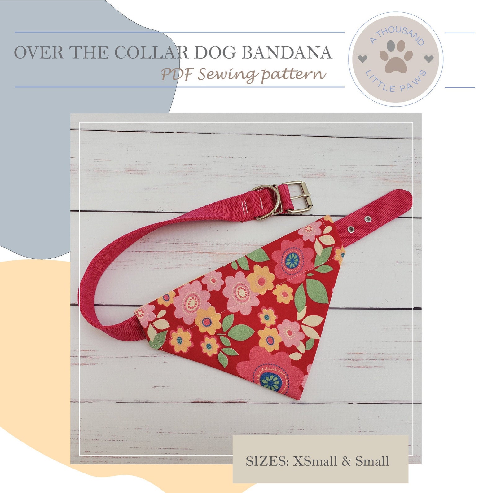 Dog bandana over the collar Dog Bandana PDF sewing pattern Etsy España