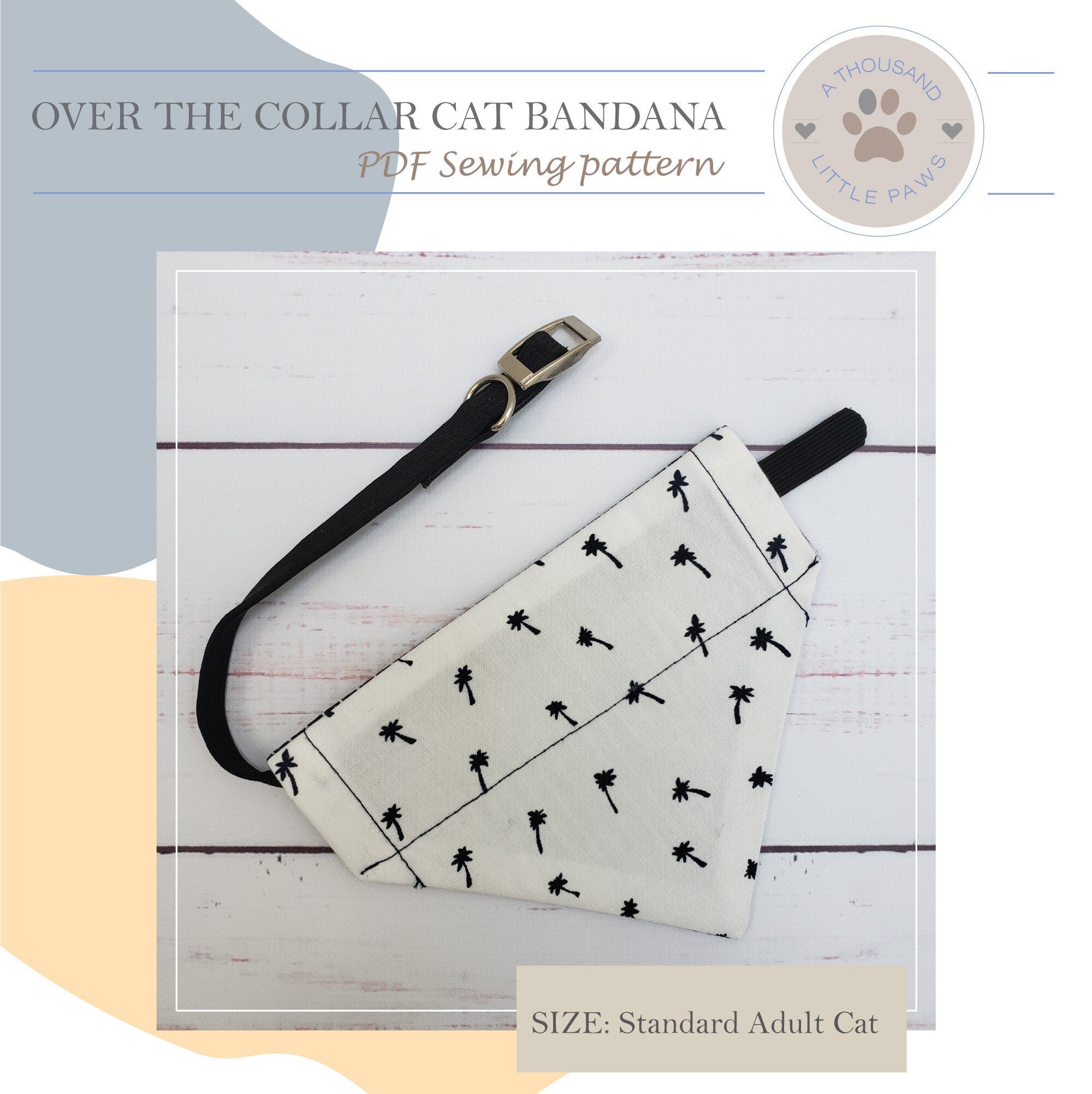 Over the Collar Cat Bandana Sewing Pattern PDF Sewing Etsy UK