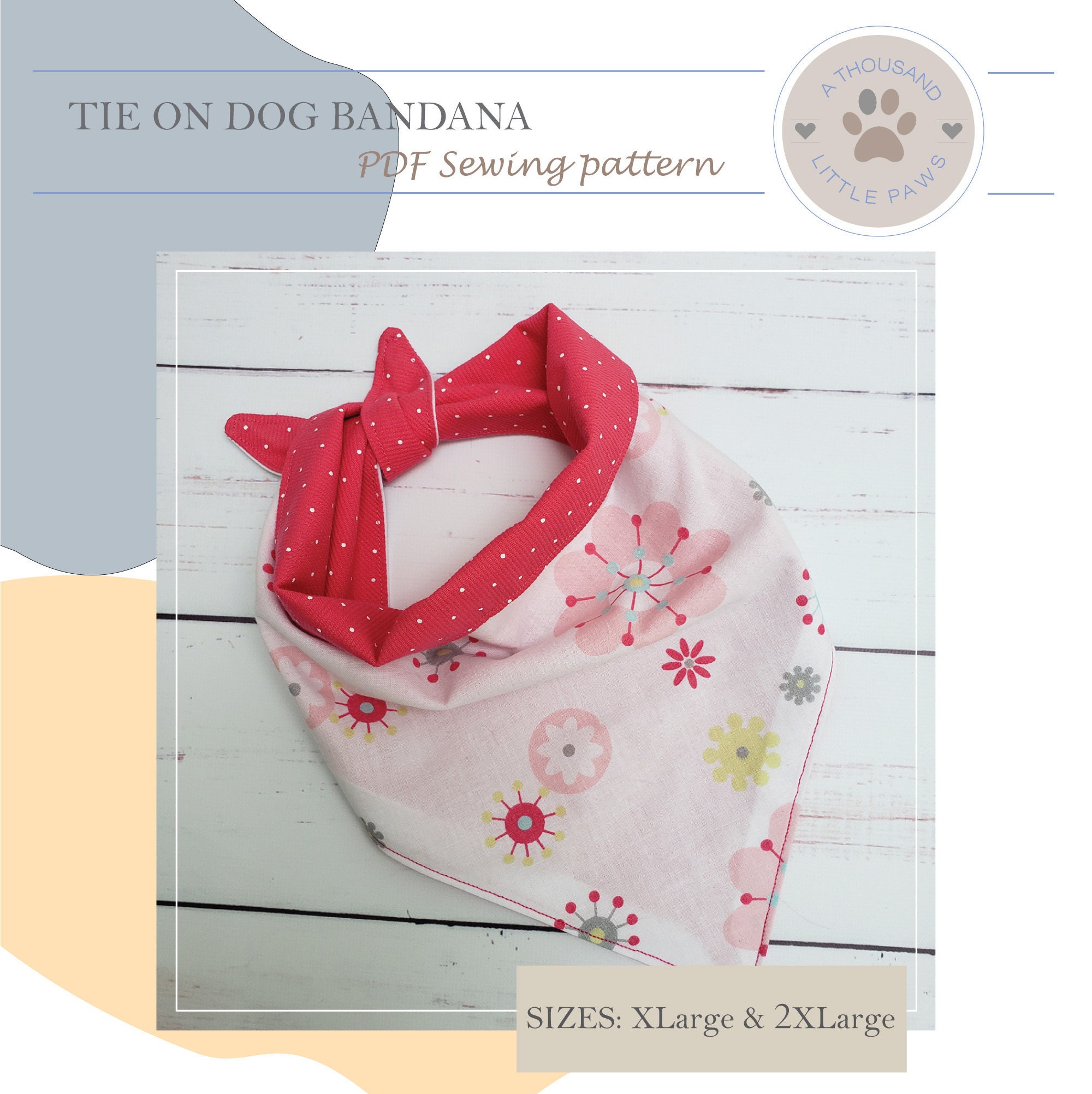 Tie on Dog Bandana Dog Bandana PDF Bandana Tutorial Dog Accessories Pet