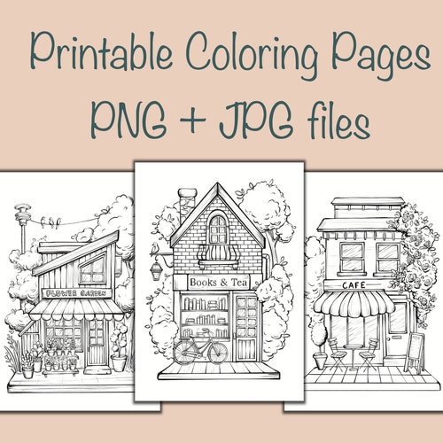 Printable Storefronts Coloring Page Digital Printable Png - Etsy