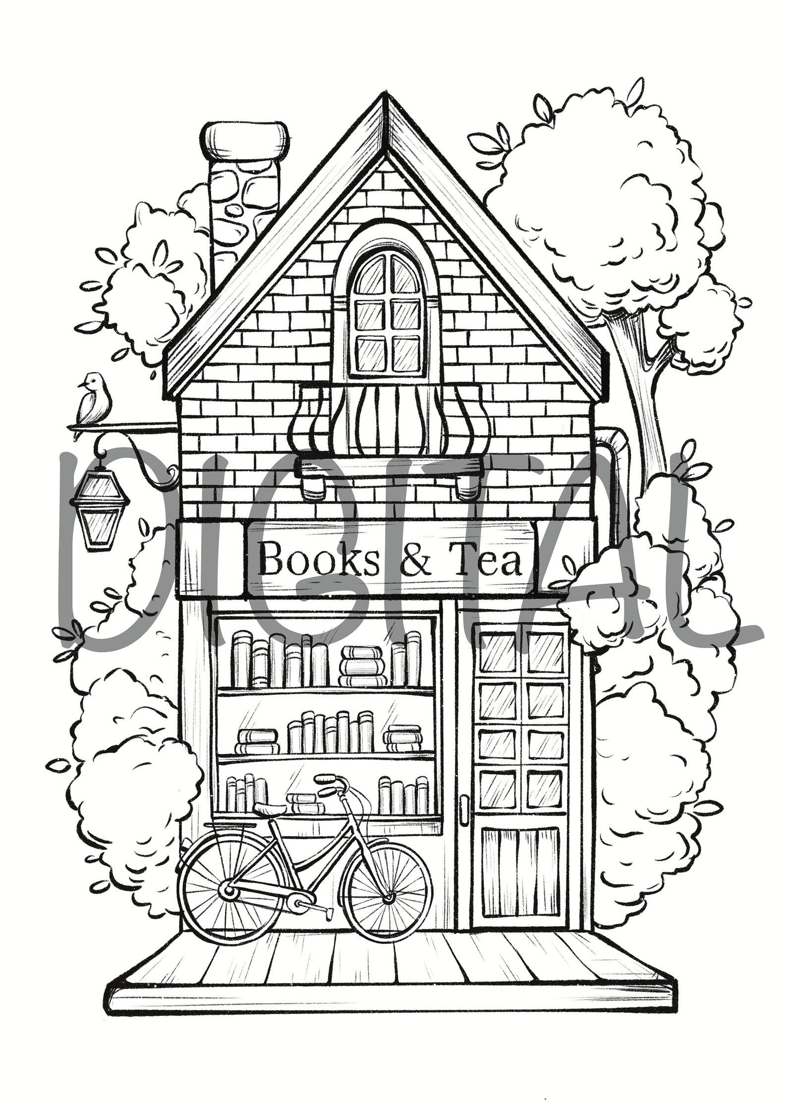 Printable Storefronts Coloring Page, Digital Printable, Png and Jpg ...