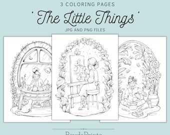 The Little Things Coloring Printables, Girls, Floral, Procreate, ReydaPrints