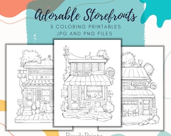 Adorable Storefronts Coloring Printables, Letter Size, Png Jpg,Procreate, By ReydaPrints