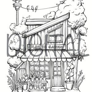 Printable Storefronts Coloring Page, Digital Printable, Png and Jpg Files, 3 Pages - Etsy