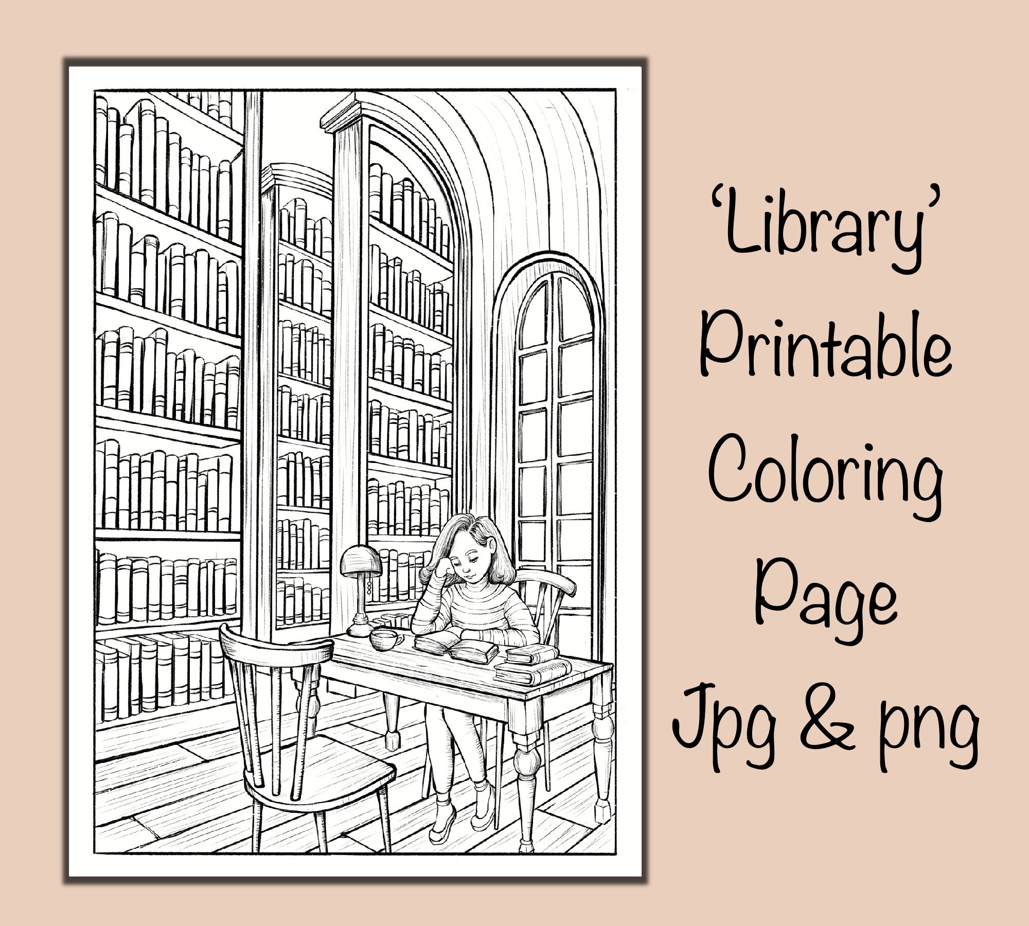 Library Building Coloring Pages