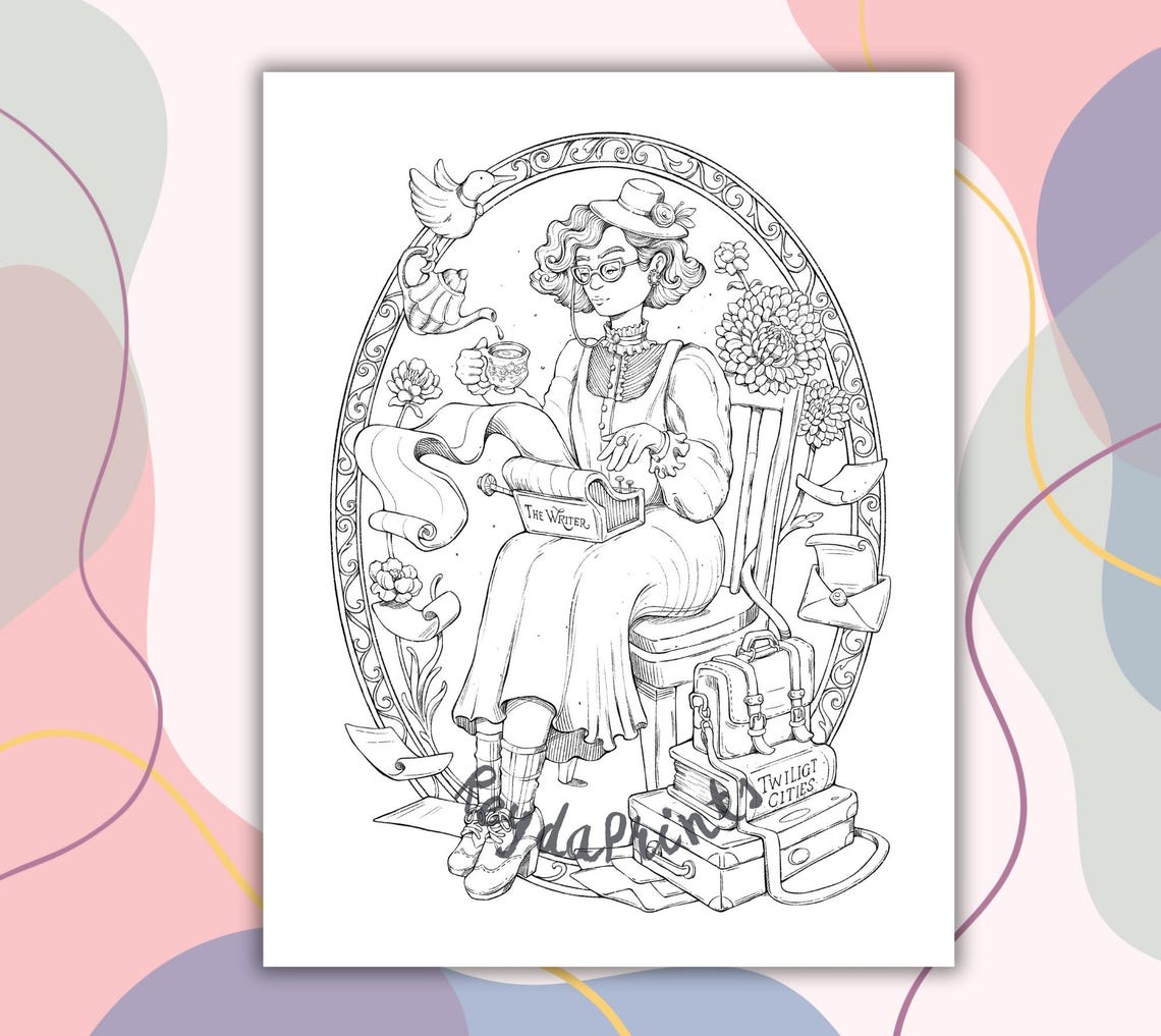 Female Characters Colouring In Woman Characters Coloring Pages, Detailed Floral Illustrations (PDF ...
