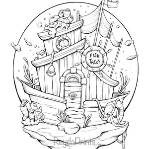Underwater World Coloring Printables, Library, Cafe, Building, Sea