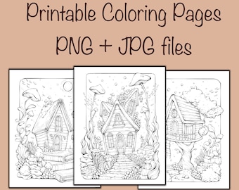Houses Ocean Coloring Pages, Underwater, Magical, Fantasy, Letter Size, Procreate, by Reydaprints