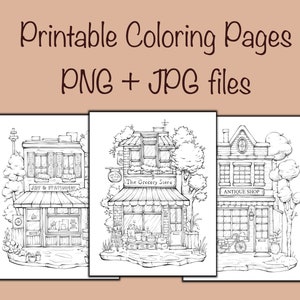 Storefronts Coloring Printables, Building, Shops, Procreate, Letter Size, By Reydaprints