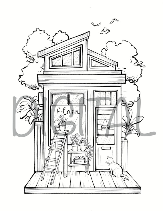 Winter House Coloring Pages for Adults Graphic by Design Shop