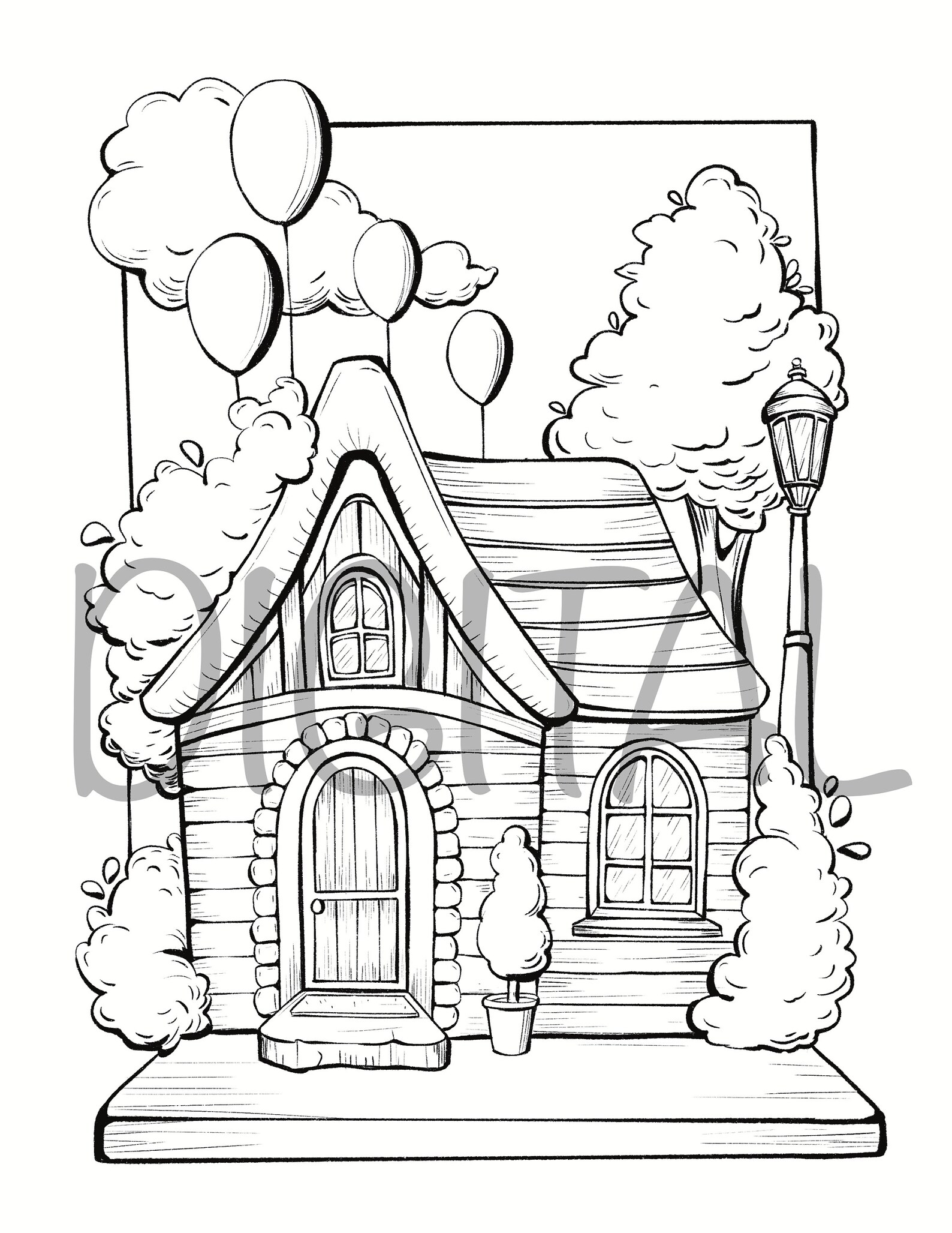 House Fantasy Coloring Printables Pages Fairytale Magical - Etsy