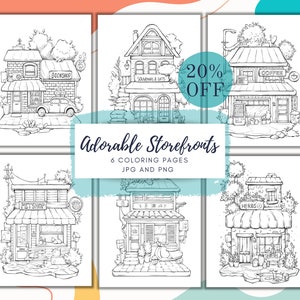 Adorables Imprimables À Colorier De Façade De Magasin, Bundle, Devantures Mignonnes, Procréer, Jpg Png, Format Lettre, Reydaprints