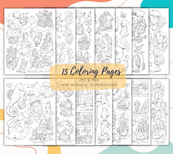 Practice Sheets Coloring Printables,Mini Illustrations,Magical,Portraits,Nature,Animals, Landscapes,Interior,Procreate,Handmade,Reydaprints