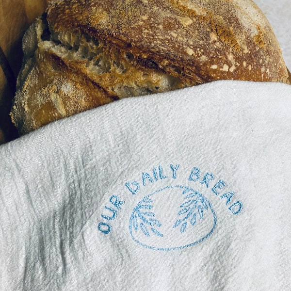 Machine Embroidery digital file, Sourdough, Our Daily Bread, Bread Bag, Gift for bread lover, aunt sister mother-in-law gift idea