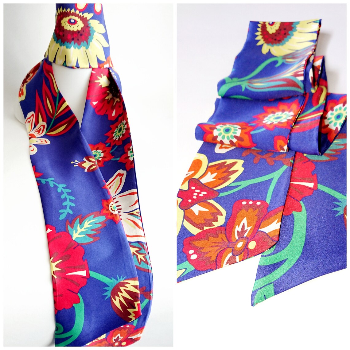 Liberty print pure silk scarf /Neck Tie skinny Scarf Etsy