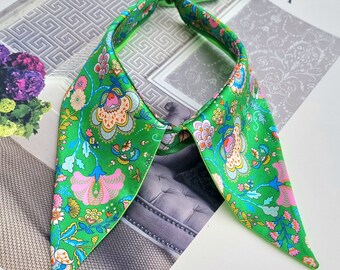 Floral print silk satin detachable collar /Handmade design/Family gifts